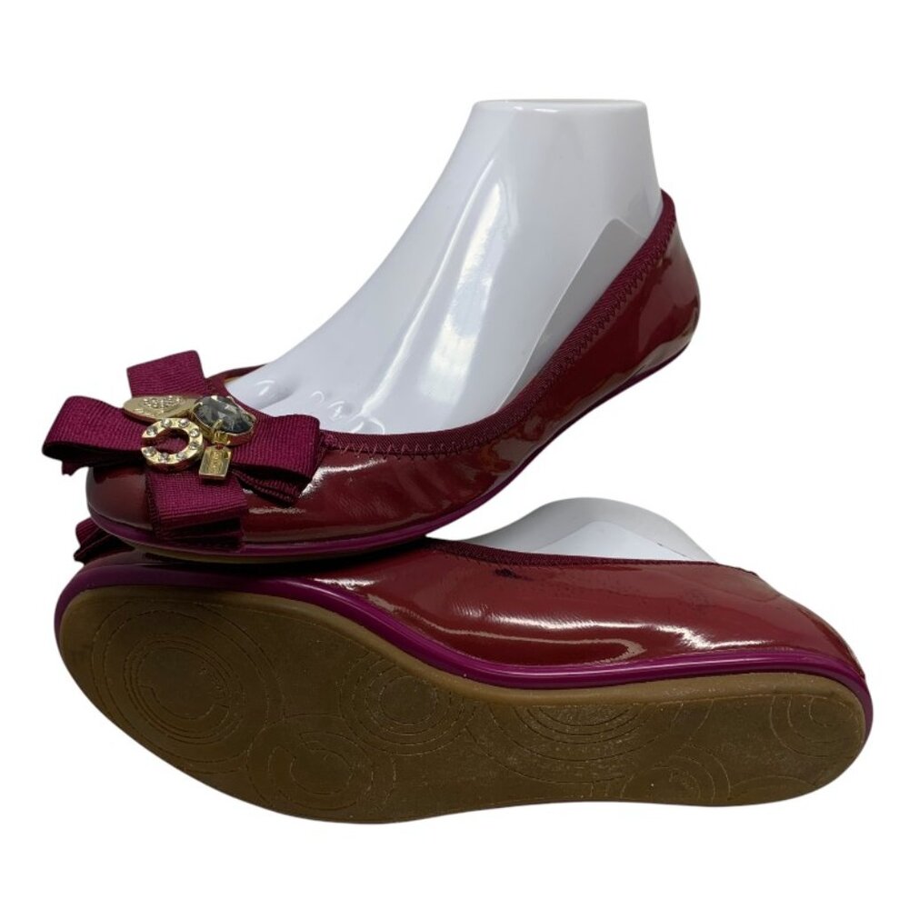Coach Poppy Caper Magenta Patent Leather Embellished‎ Ballet Flats - Picture 8 of 13